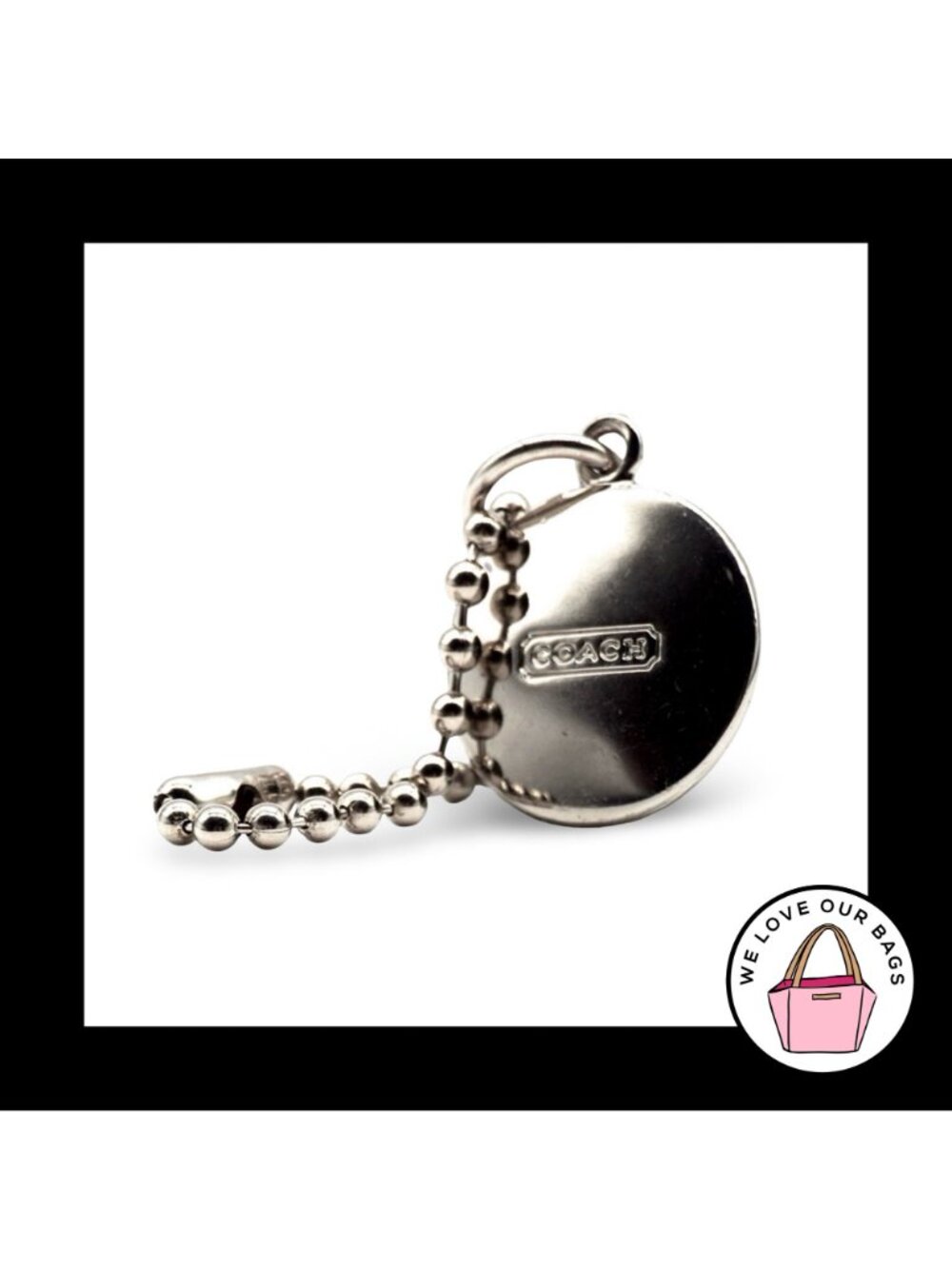 Y2K COACH 65th Anniversary Hang Tag Medallion Disc Silver Nickel Metal Bag Charm - Picture 4 of 4